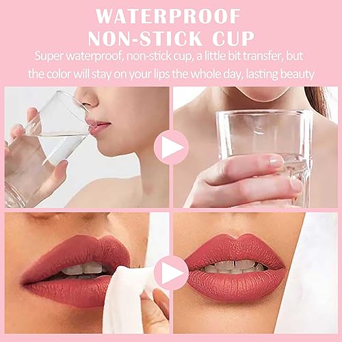 3 Colors Peel Off Lip Stain Lip Tint Set, Peel Reveal Lip Stain, Waterproof Tear-off Lip Gloss, Peel Off Tattoo Lipsticks, Nonstick Cup, Matte Nude, Tattoo Magic Color Lip for Women Girl - Image 4