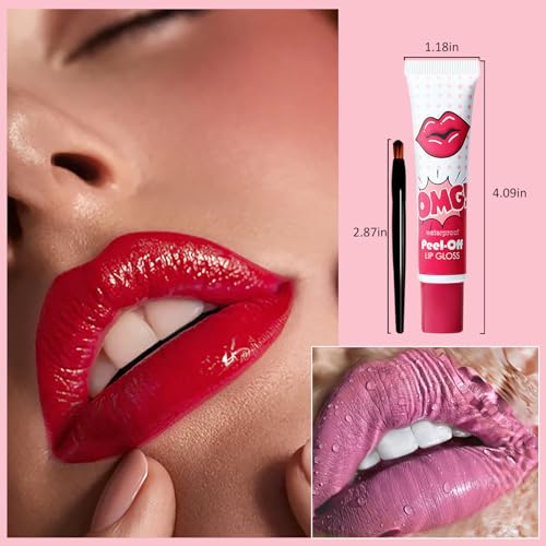 3 Colors Peel Off Lip Stain Lip Tint Set, Peel Reveal Lip Stain, Waterproof Tear-off Lip Gloss, Peel Off Tattoo Lipsticks, Nonstick Cup, Matte Nude, Tattoo Magic Color Lip for Women Girl - Image 7