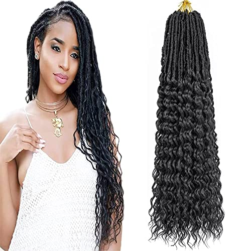 30 Inch 8 Packs Soft Deep Wave Faux Locs Crochet Hair Extensions Pre Looped