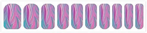 Abstract 5 Sheets Nail Strips Full Wrap Nail Polish Stickers,Curved Wavy Psychedelic Ornament,Self Adhesive Nail Art Decal Strip Manicure Kits for Women DIY Nail,Multicolor