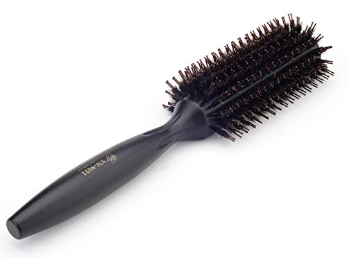 Natural Bristle Round Wooden Hair Brush with Ergonomic Handle for All Hair Types - Image 5