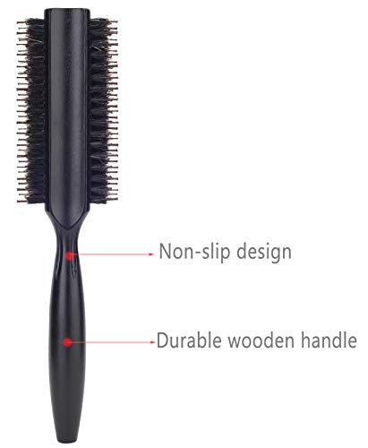 Natural Bristle Round Wooden Hair Brush with Ergonomic Handle for All Hair Types - Image 4