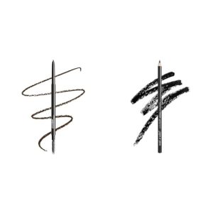 wet n wild Ultimate Brow Micro Eyebrow Retractable Pencil, Dark Brown & Color Icon Kohl Eyeliner Pencil Black, Long Lasting, Highly Pigmented, No Smudging, Smooth Soft Gliding