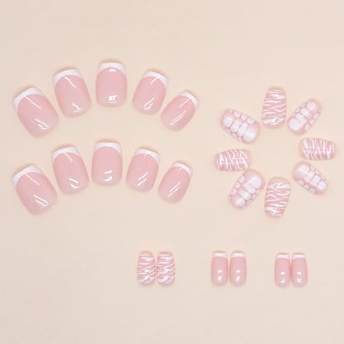 White Medium Square Acrylic Nails - Image 4