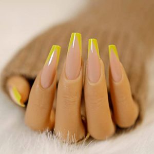 24 Piece Sunflower Coffin Acrylic Nails Set - Durable, Stylish, Medium Size