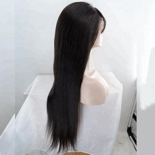 Glueless Machine Made Wig Human Hair with Bangs Brazilian Virgin Hair Weft Wigs for Black Women Straight 150density 20IN - Image 3