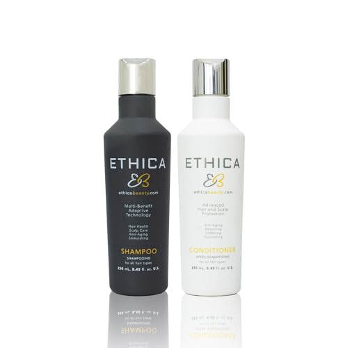 Ethica Hair Growth Shampoo and Conditioner Set - Cleanse and Hydrate for Healthy Hair and Scalp, Moisturizing Shampoo and Conditioner, High Performance Hair Care, 8.45 fl. Oz. / 250 mL