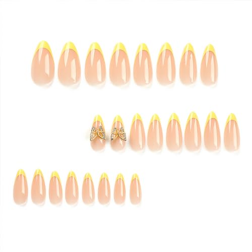 Pastel Yellow Acrylic Nails 24 Piece Set Trendy Press On Nails - Image 2
