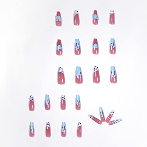 Sparkling Pink Flame Acrylic Nail Art Set for Chic Nail Designs - 24 Pieces - Image 3