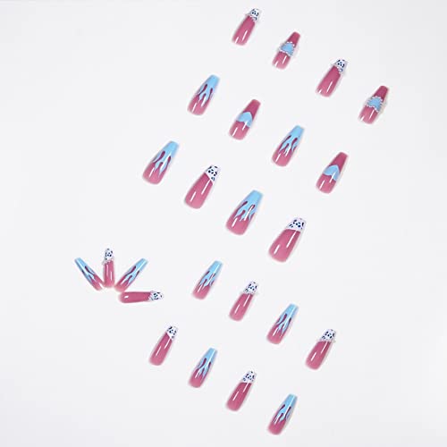 Sparkling Pink Flame Acrylic Nail Art Set for Chic Nail Designs - 24 Pieces - Image 4
