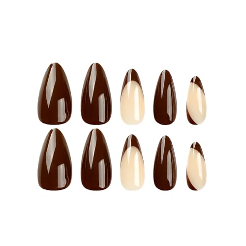 Stylish Short Brown Acrylic Nails Set, Trendy & Easy Nail Art - Image 3