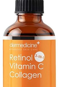 Retinol Vitamin C Collagen | Super Charged Anti-Aging Serum for Face | Pharmaceutical Grade Quality | Helps Smooth & Plump Fine Lines & Wrinkles & Brightens for Younger Skin | 2 fl oz / 60 ml