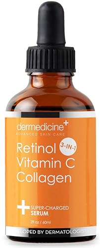 Retinol Vitamin C Collagen | Super Charged Anti-Aging Serum for Face | Pharmaceutical Grade Quality | Helps Smooth & Plump Fine Lines & Wrinkles & Brightens for Younger Skin | 2 fl oz / 60 ml