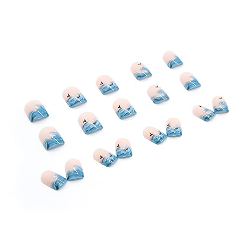 Vezocim 24Pcs Short Coffin Press on Nails Glossy Reusable with Glue Included - Image 4