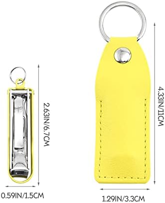 Stainless Portable Clippers Nail Steel Slim Ultra Case Foldable Design with Leather Nail Travel Rubber Makeup Sponge (Yellow, One Size) - Image 6
