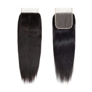 15A Brazilian Virgin Remy Straight Human Hair Lace Closure 10 Inch Natural Color Free Part
