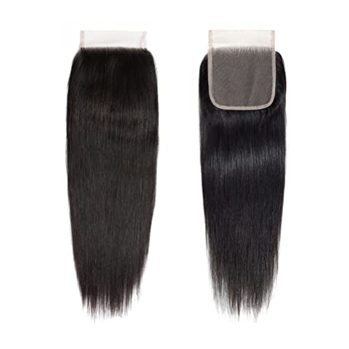 15A Brazilian Virgin Remy Straight Human Hair Lace Closure 10 Inch Natural Color Free Part