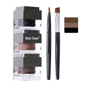 Eyeliner Set, 3 Pcs Black Brown Gel Eyeliner Waterproof Smudge Proof Long Lasting Cat Eye Gel Eye Liner Eyebrow Cream with 2 Makeup Brush