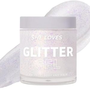 Body Glitter Gel 4 Color Sequins Sparkling Gel Glue Free Long Lasting, Glitter for Hair Face, Body, Nail for Festival Party Daily Face Body Hand Foot Paint Makeup New Year Decoration (#02)