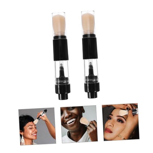 2 Pcs Portable Press-Type Makeup Brush Set for Women - Loose Powder and Foundation Application - Image 8