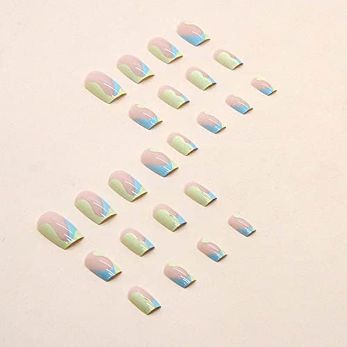 Short Square Natural Acrylic Nail Tips - 24 Pack, Easy Apply, Durable - Image 3
