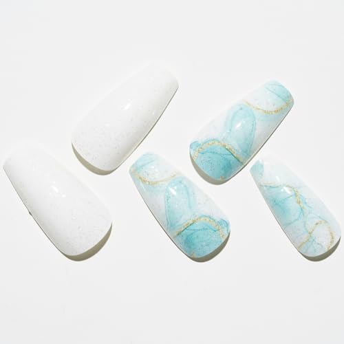 White Marble Acrylic Nails - Image 4