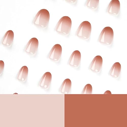 Magrace Press on Nails Short Almond Fake Nails French Tips Full Cover Short Round False Nails with Designs 24 Pcs Stick on Nails for Women and Girls - Image 2