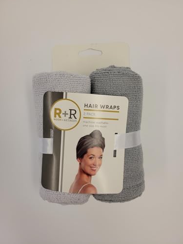 4 Pack Microfiber Hair Wrap Towels, Drying Turbans for Wet Hair, Dry Towel for Women Anti Frizz, Dark Grey/Light Grey