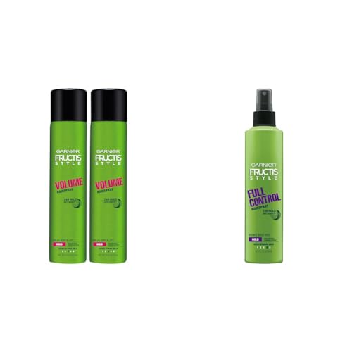 Garnier Fructis Style Volume Anti-Humidity Hairspray, 8.25 Oz, 2 Count, (Packaging May Vary) & Fructis Style Full Control Anti-Humidity Hairspray, Non-Aerosol, 8.5 Fl Oz