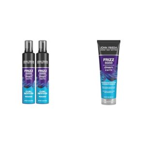 John Frieda Frizz Ease Curly Hair Reviver Mousse Enhances Curls, a Soft Flexible Hold & Frizz Ease Dream Curls Conditioner, Hydrates and Defines Curly, Wavy Hair