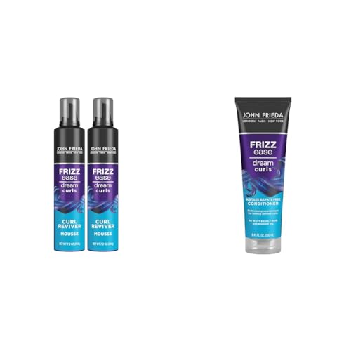 John Frieda Frizz Ease Curly Hair Reviver Mousse Enhances Curls, a Soft Flexible Hold & Frizz Ease Dream Curls Conditioner, Hydrates and Defines Curly, Wavy Hair