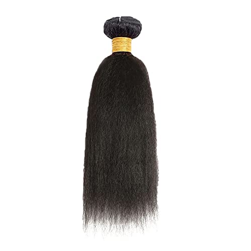 Yaki Straight Human Hair Bundles Brazilian Kinky Straight Bundles Virgin Remy Hair 1 Bundle 10 Inch Yaki Bundles Human Hair Double Weft Hair Extensions Natural Color - Image 7
