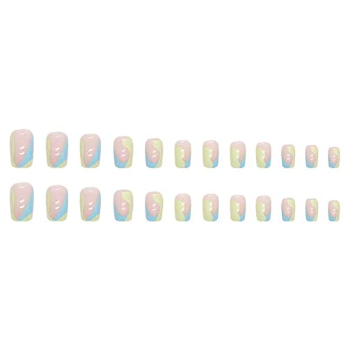 Short Square Natural Acrylic Nail Tips - 24 Pack, Easy Apply, Durable - Image 5