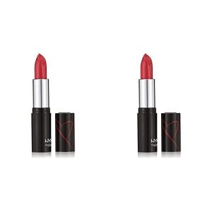 NYX PROFESSIONAL MAKEUP Shout Loud Satin Lipstick, Infused With Shea Butter - 21st (Hot Pink) (Pack of 2)
