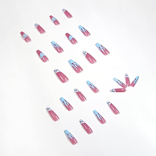 Sparkling Pink Flame Acrylic Nail Art Set for Chic Nail Designs - 24 Pieces - Image 5