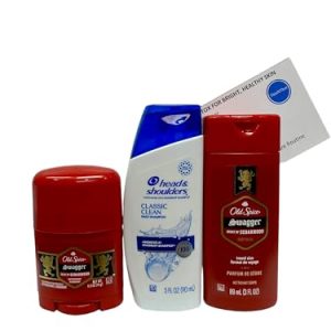 ThisNThat Mens Travel Size Toiletries Bundle Includes: (1) 3oz Head & Shoulders Shampoo (1) 3 oz Old Spice Swagger Body Wash (1) 0.5oz Old Spice Swagger Deodorant & ThisNThat Tip Card
