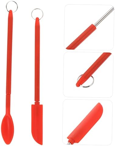 3 Sets Silicone spatula digging spoon body wax spatula jar spatula cheese spatula face cream spatula eye cream applicator butter Sauce Scraper silicone spoon long handle - Image 2