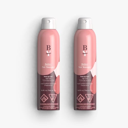 Better Not Younger WAKE UP CALL Hair Thickening Spray made with Biotin, Bamboo, Burdock and Hops - Volumizing Hairspray for Women Over 40, 6 oz - DUO Bundle