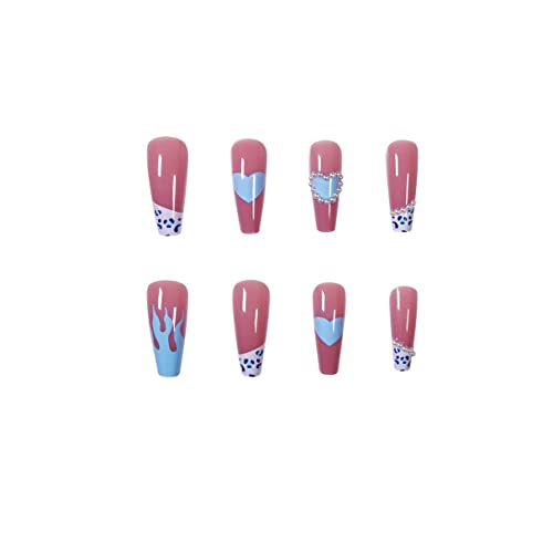 Sparkling Pink Flame Acrylic Nail Art Set for Chic Nail Designs - 24 Pieces - Image 2