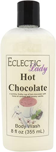 Eclectic Lady Liquid Pearl Body Wash - Hot Chocolate Scent 3-in-1 Use For Bubble Bath, Hand Soap & Body Wash, Phthalate-Free Hot Chocolate Fragrance, Handcrafted in USA (8 oz)