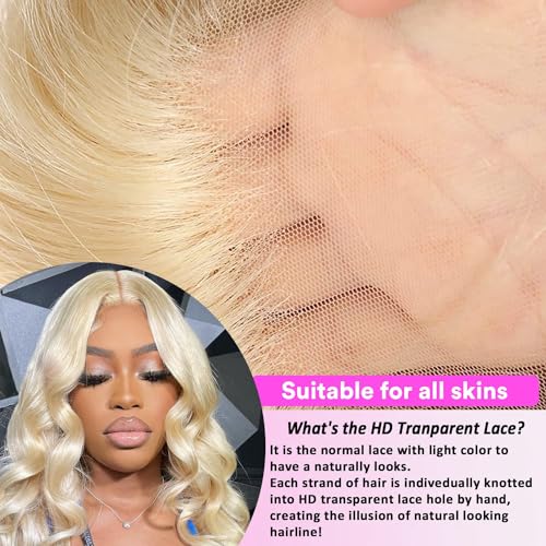 32 Inch 613 Lace Front Wig Human Hair, 13x4 Body Wave, Blonde Lace Front Wigs | Pre-Plucked with Baby Hair | 613 HD Lace Frontal Wig | Brazilian Virgin Human Hair | 180% Density Wigs - Image 5