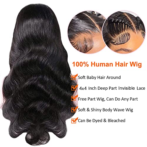 32 Inch Body Wave 150% Density Glueless Lace Front Human Hair Wigs for Black Women - Image 3