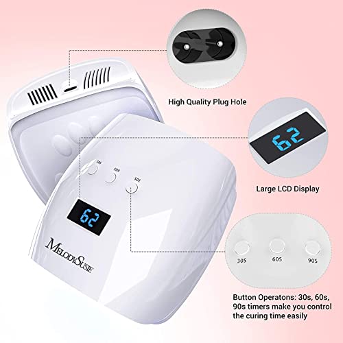 Melodysusie UV LED Nail Lamp True 54W Professional Dryer for Gel Polish Curing with 3 Timer Setting with 15ML Black Abyss Gel Nail Polish - Image 9