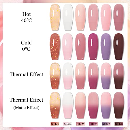 MEET ACROSS Color Changing Gel Nail Polish Set Jelly Pink Translucent 6 Colors - Image 3
