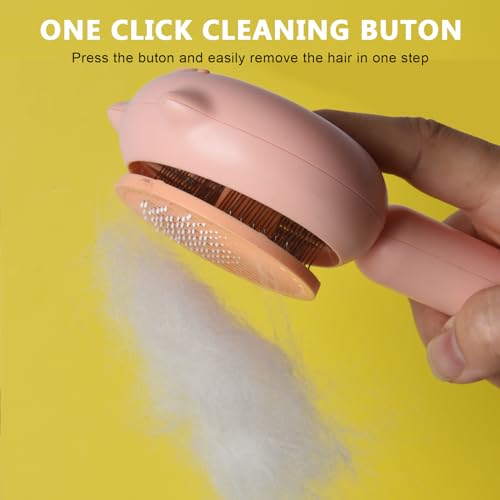 Pet Hair Cleaner Brush for Puppy Kitten Bunny with Release Button For Indoor Pet Hair Collection Self Cleaning Comb For Shedding Dog Grooming Brushes Cat Hair Deshedding Brush Comb(Piggy Shape) - Image 6
