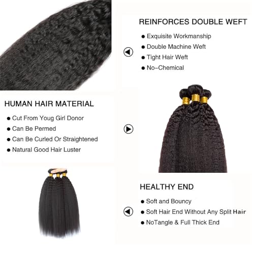 Yaki Straight Human Hair Bundles 12 14 16 Inch Soft And Healthy 8a Brazilian Kinky Straight Bundles Human Hair Extension - Image 7