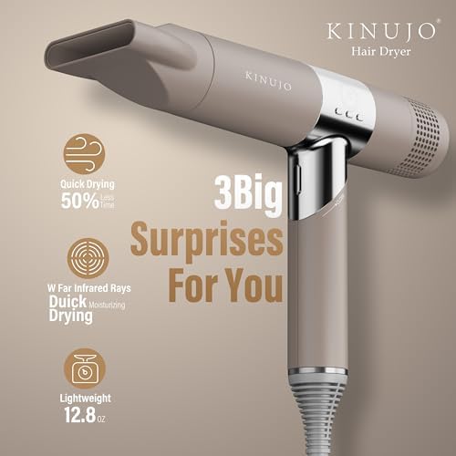 Hair Dryer - Infrared Hair Dryer Professional Blow Dryer 4th Gen BLDC Motor, Quick Dry, Low Noise, Nozzle Lightweight & Foldable Handle Travel Portable Hair Dryer - Image 2