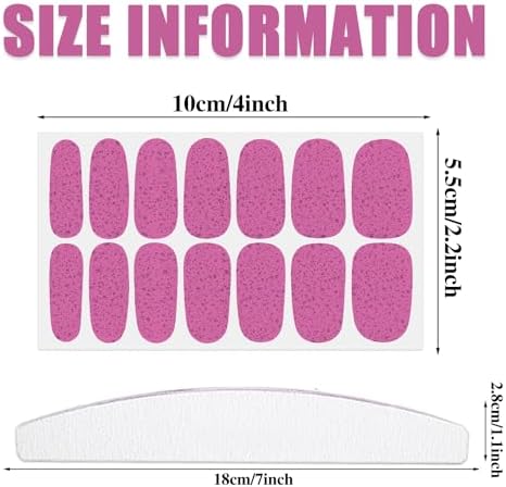 WOKOTO 20 Sheets Solid Pink Full Nail Polish Stickers False Nail Design Stickers Glitter Pink Gradient Nail Stickers Full Nail Wraps For Women Girls Nails Stick On Nail Polish Strips Nail Gel Stickers - Image 3