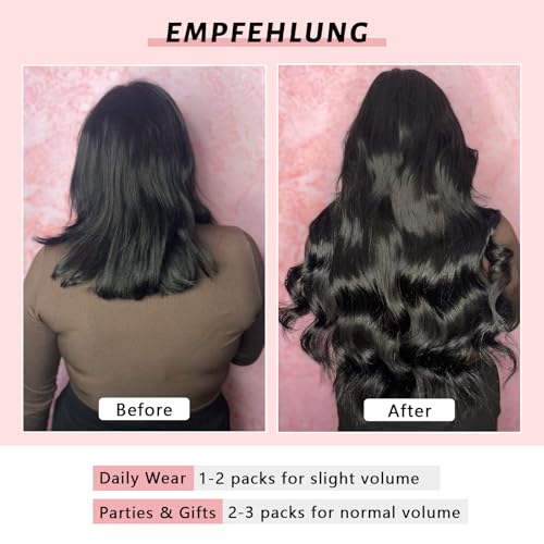 18 Inch Natural Black Body Wave Clip-In Hair Extensions 110g 7 Piece Set - Image 5