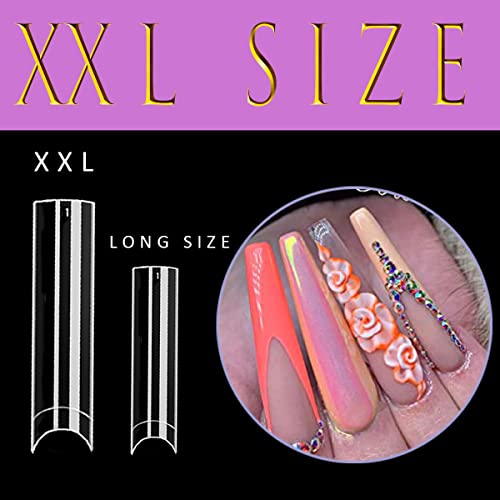 XXL Extra Long No C Curve Flat Square Nail Tips, 500 Pieces, 10 Sizes - Image 6